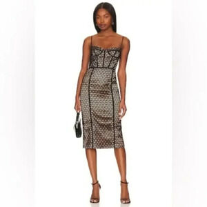 Bardot Charley Lace Midi Dress in Black size 12 B1912